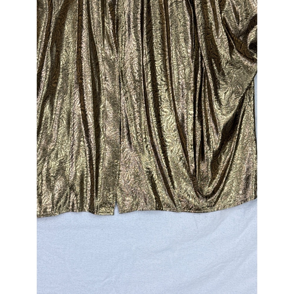 Jerri Sherman Saks Fifth Avenue Vintage Gold Metallic Paisley‎ Blouse Sz 8 - Picture 3 of 12